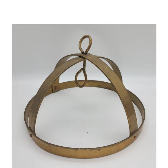 Vintage 1960s Round 12" Dia. Dome All Brass Hanging Pot Rack No Hooks - Picture 5 of 8